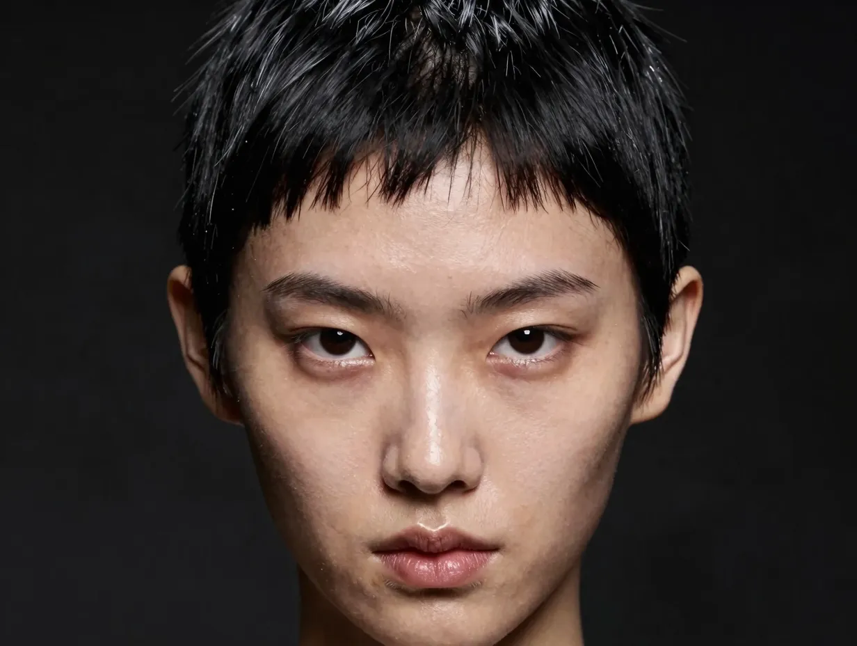Sculptural micro crop slick back with defined hairline and strong hold