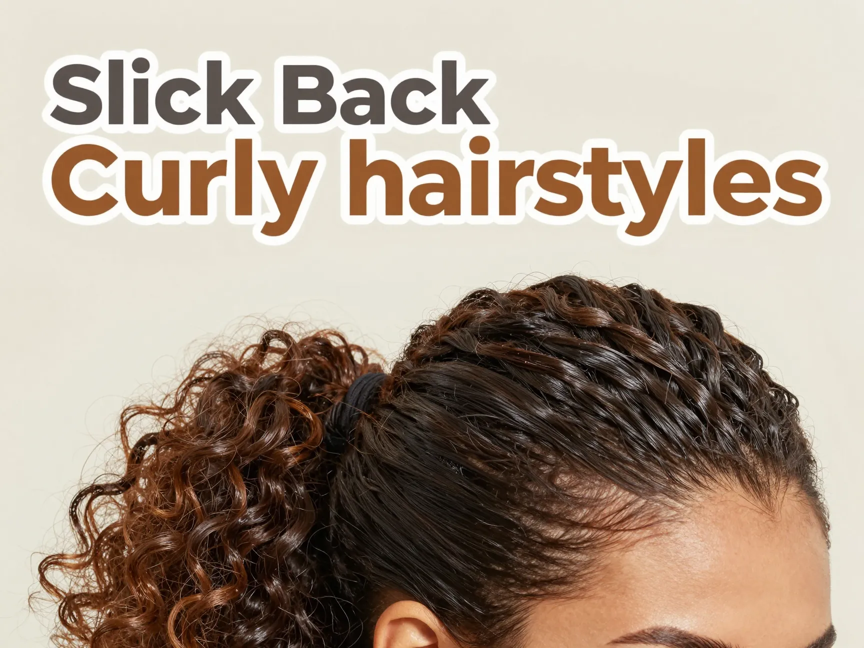 Slick back curly ponytail defined edges glossy texture polished