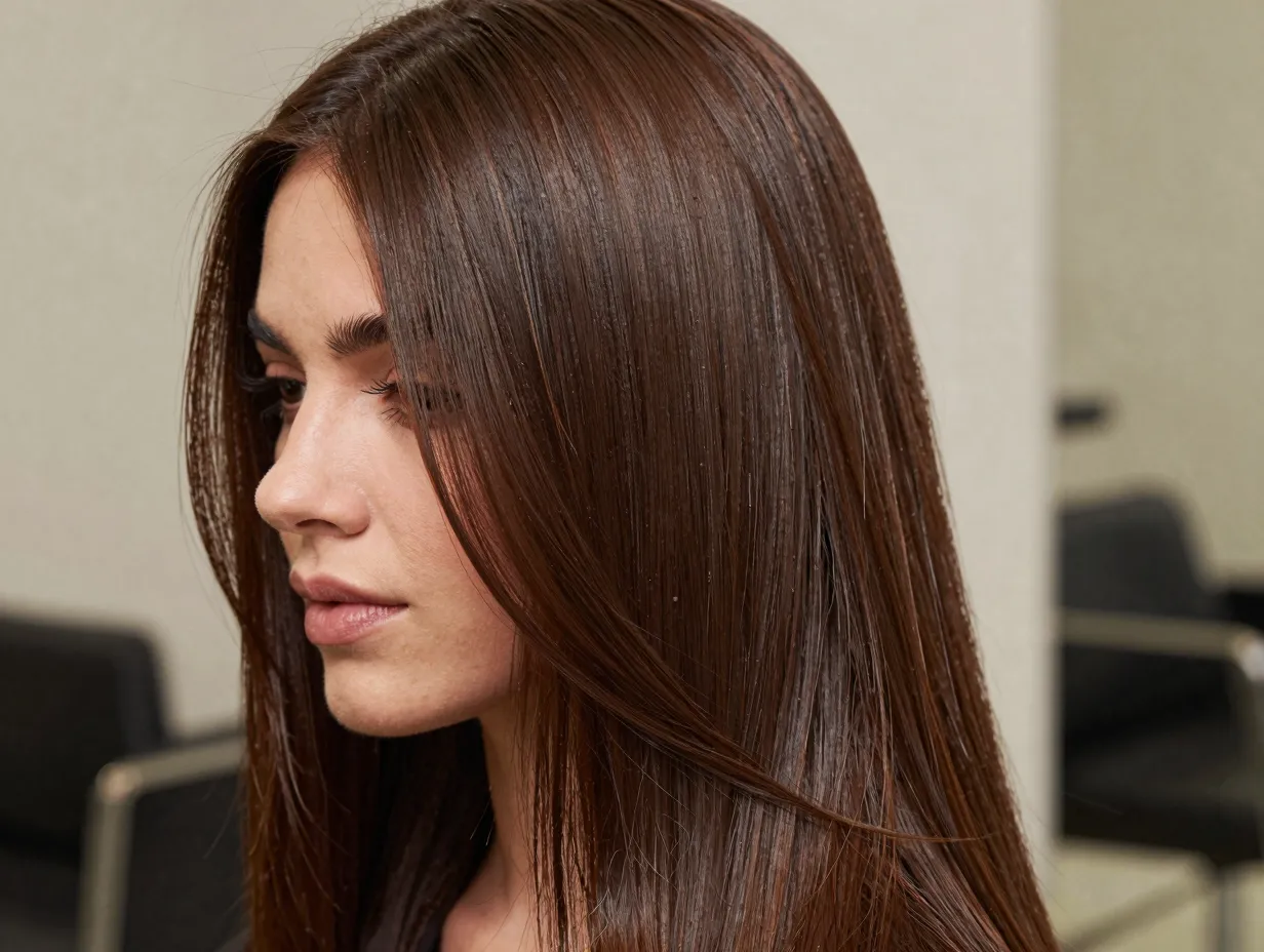 Classic chocolate brown hair high shine salon fresh style