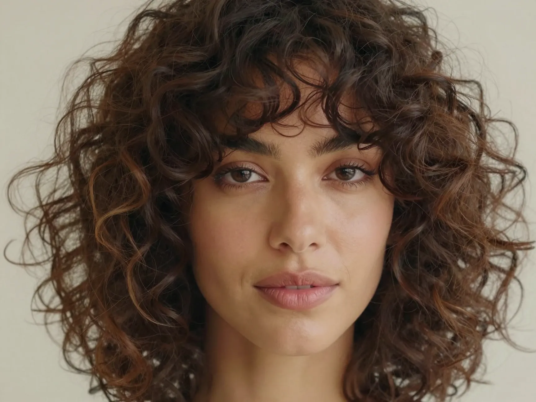 Halo cut rounded layers framing face with natural curls