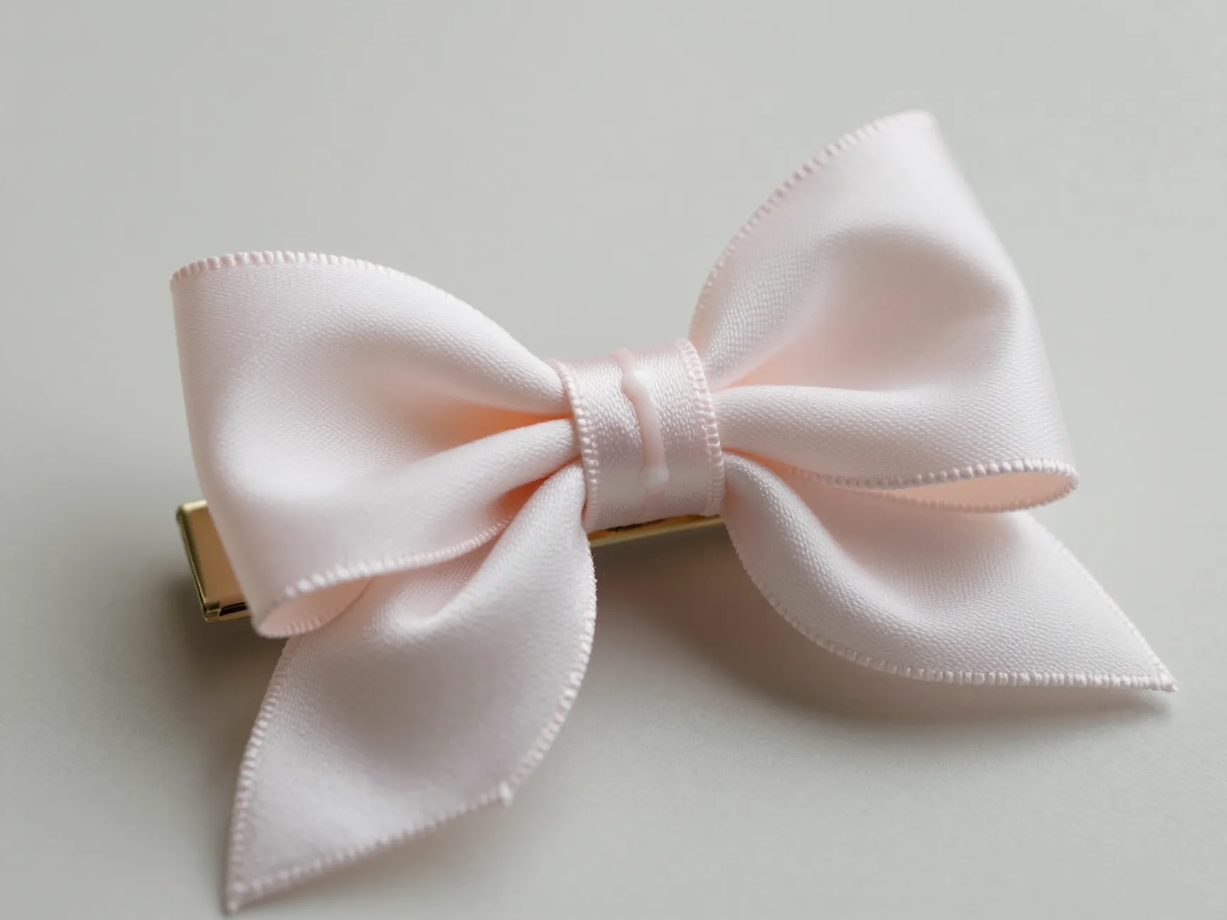 No sew fabric ribbon bow on french barrette polished folded center