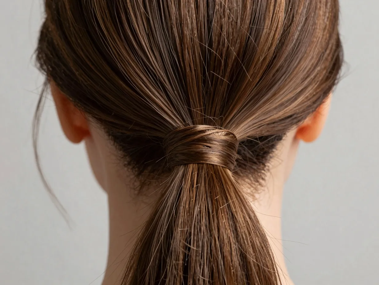 Wrapped ponytail with seamless base for editorial event