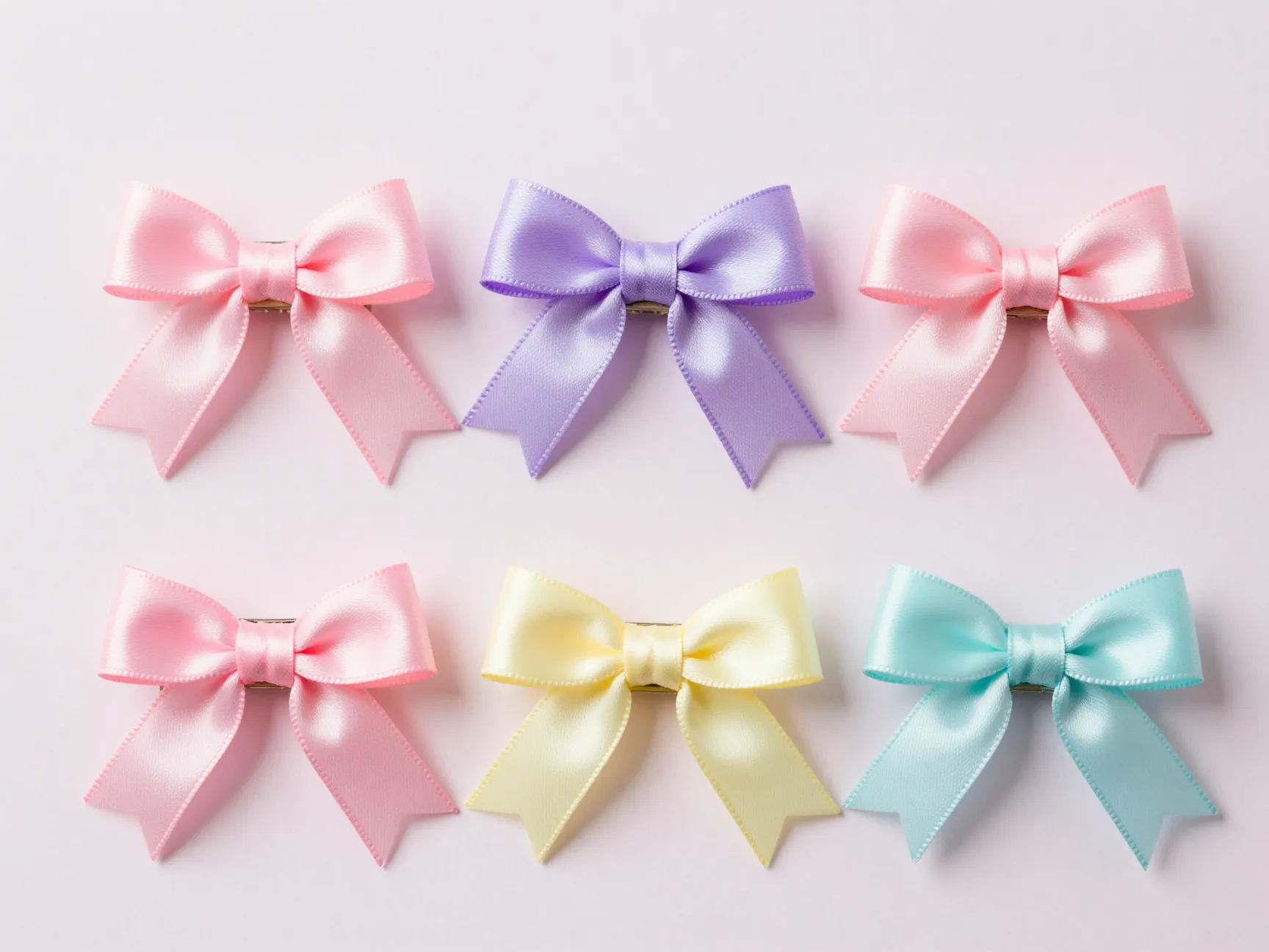 Mini coquette bow snap clips pastel satin delicate aesthetic