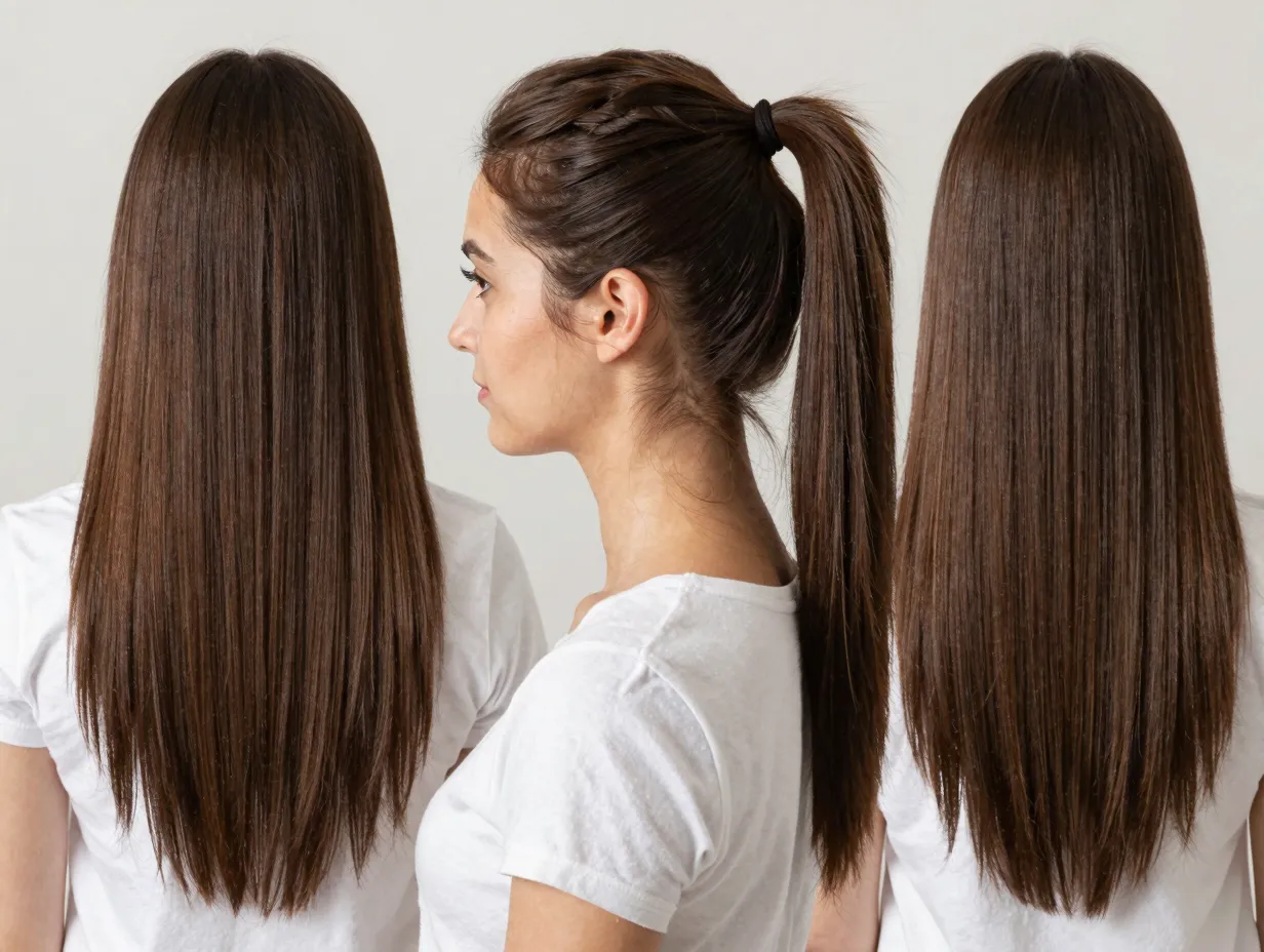 Mid length sleek ponytail for everyday universal wear