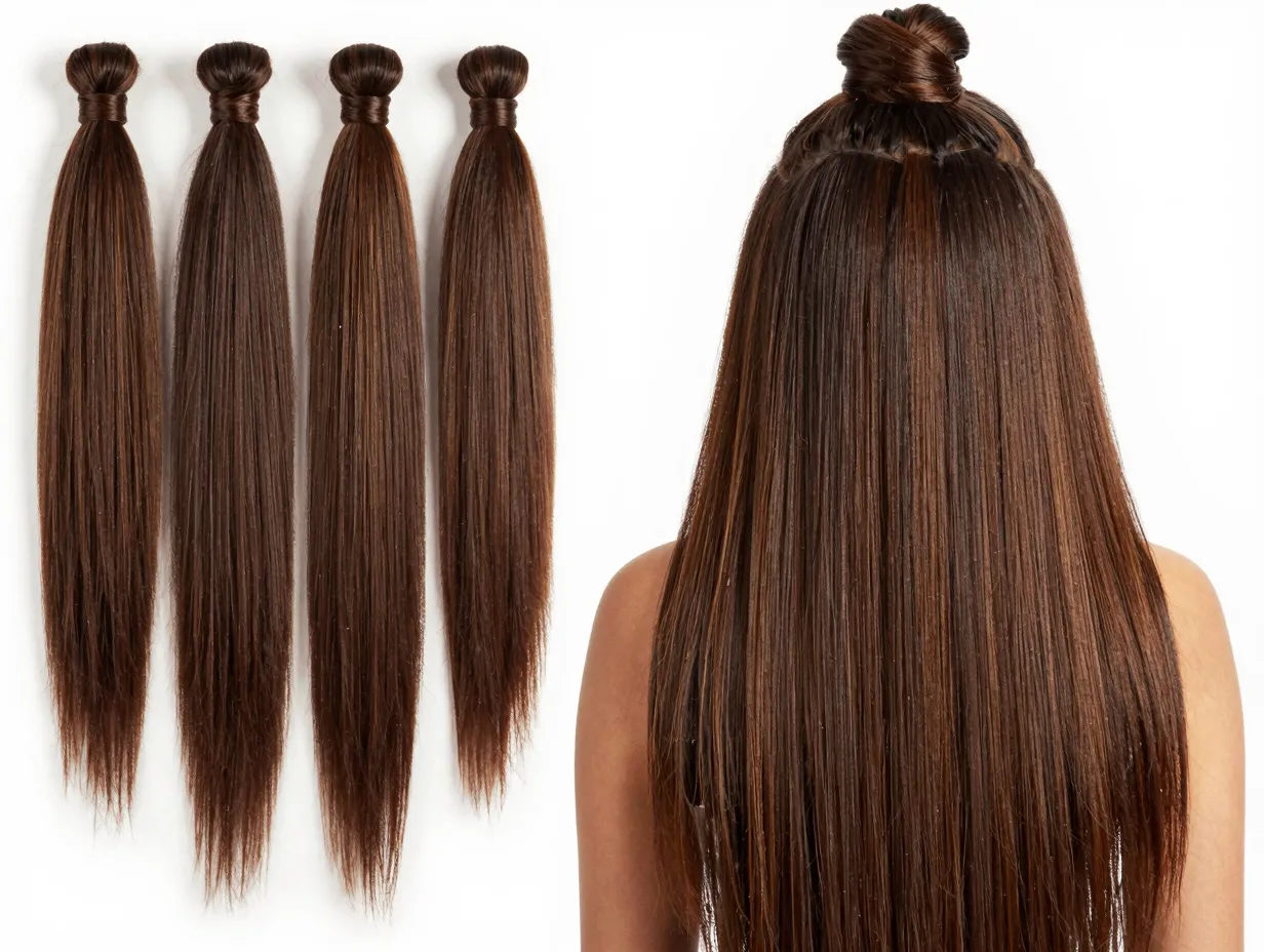 Jumbo straight ponytail with volume for bold event