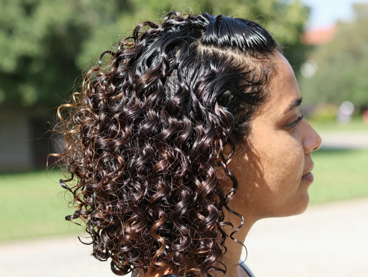 Wash and go with slicked back roots using leave in conditioner and gel