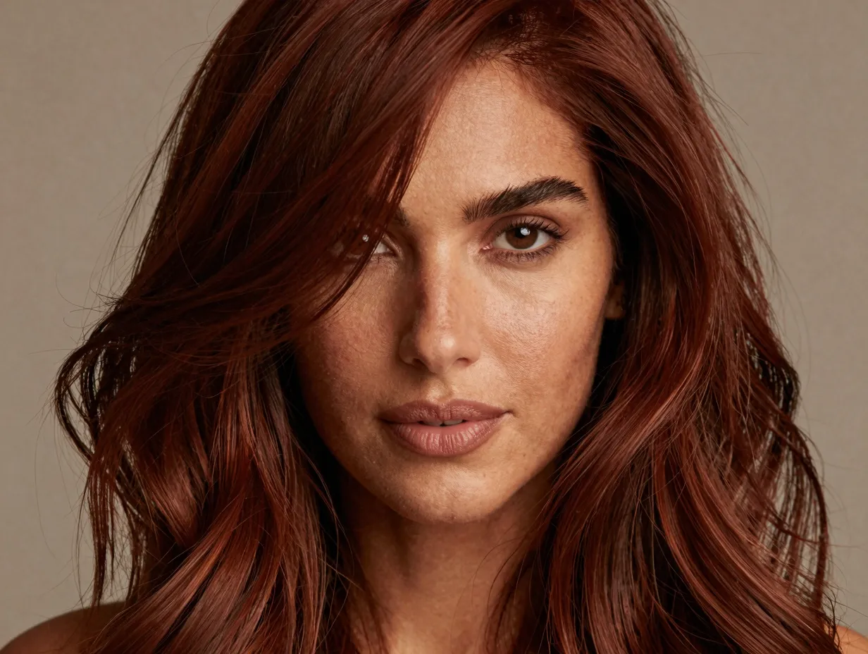 Warm chestnut brown hair rich reddish depth autumn base