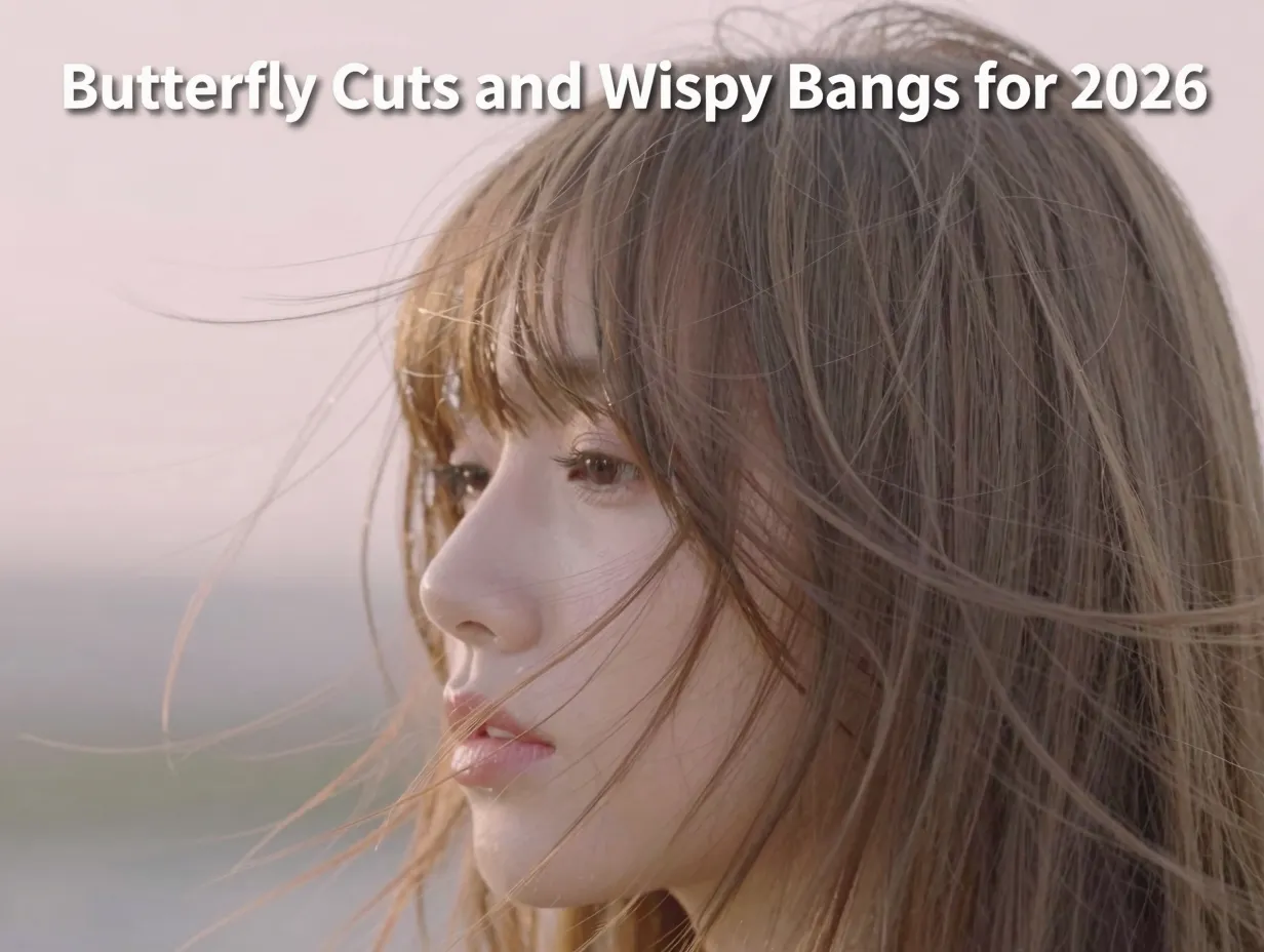 Airy butterfly cut wispy bangs romantic modern 2026 guide