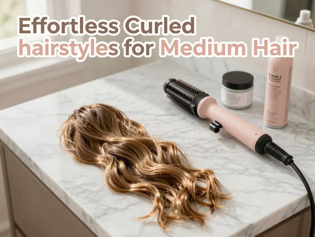 Curling wand beachy waves marble counter home styling aspirational
