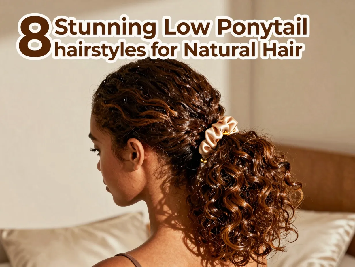 Stunning defined 4c low ponytail gold cuff satin scrunchie texture