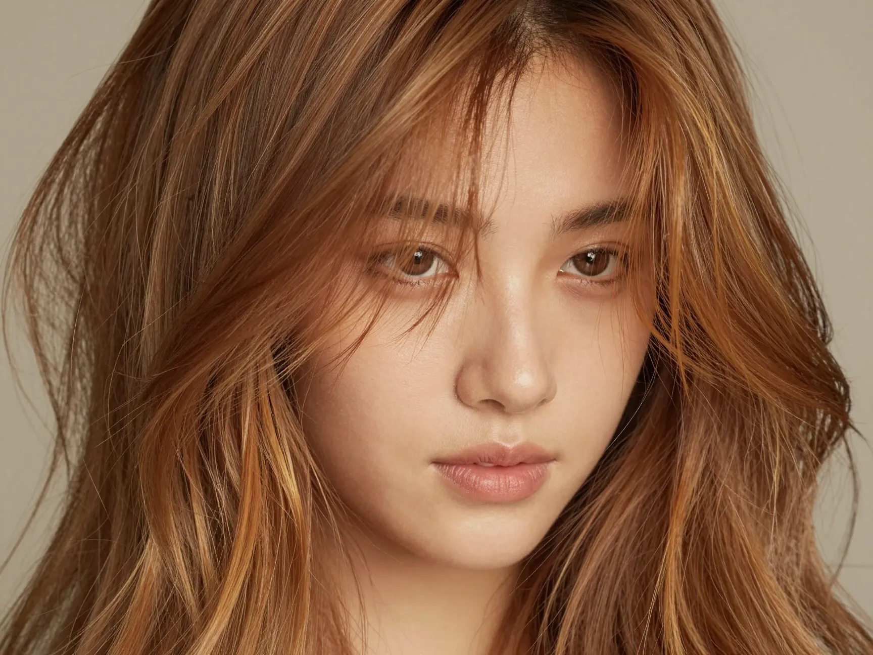 Caramel highlights face framing warm skin bright dimension