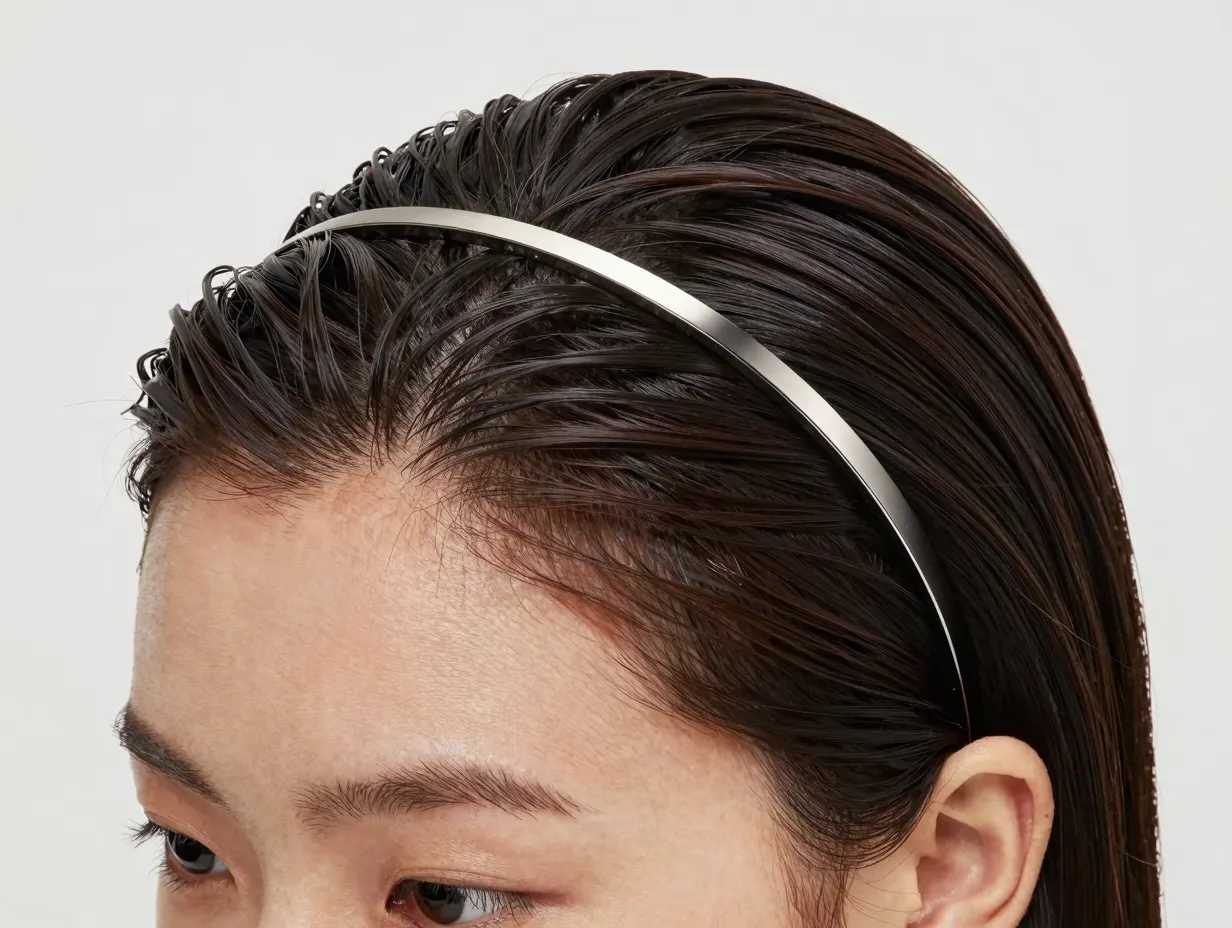 Straight back headband style short hair sleek metal headband