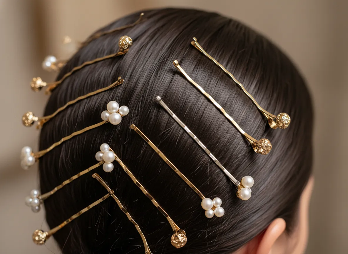 Pin back slick back style decorative bobby pins short hair