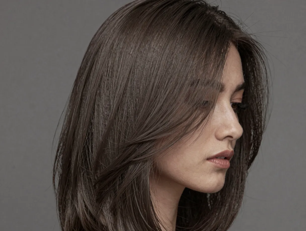 Ash brown grey toned cool hair sophisticated understated elegant