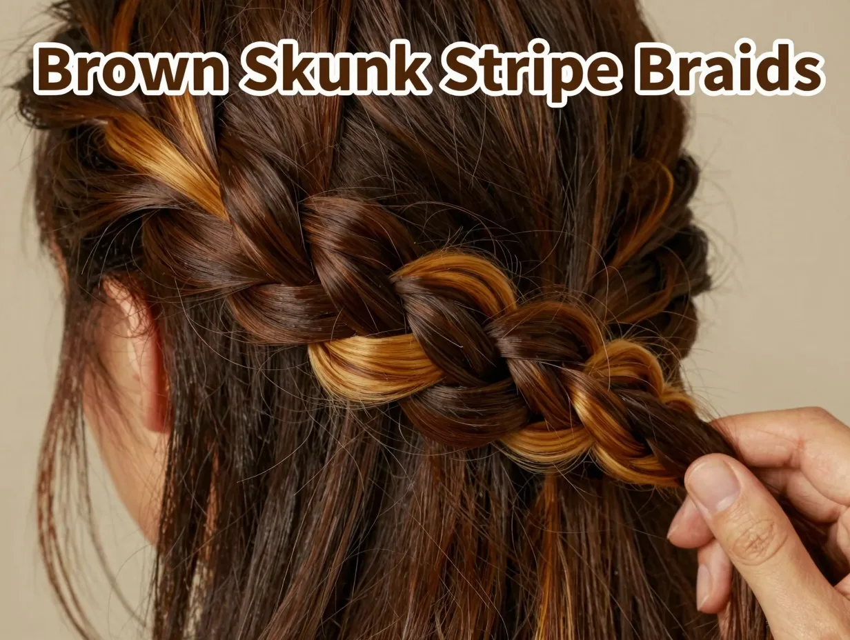 Two tone brown braid texture dark espresso honey caramel contrast textured held in hand