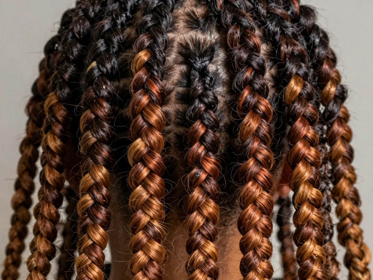 Dark roots caramel tips butterfly locs ombre stripe artistry