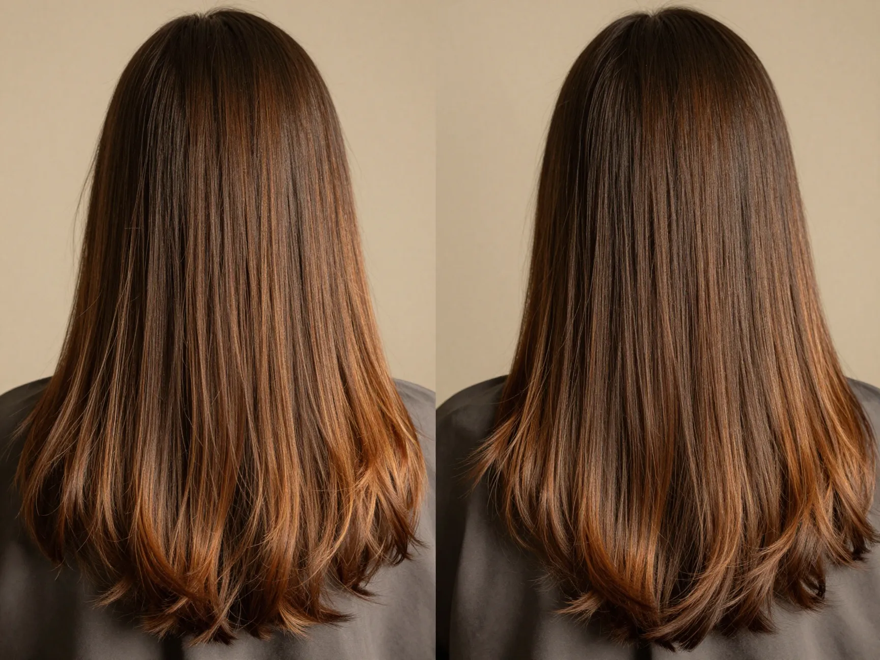 Caramel balayage dark brown hair untouched roots