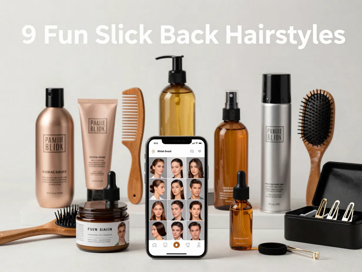 Modern slick back hairstyles kit social media collage display