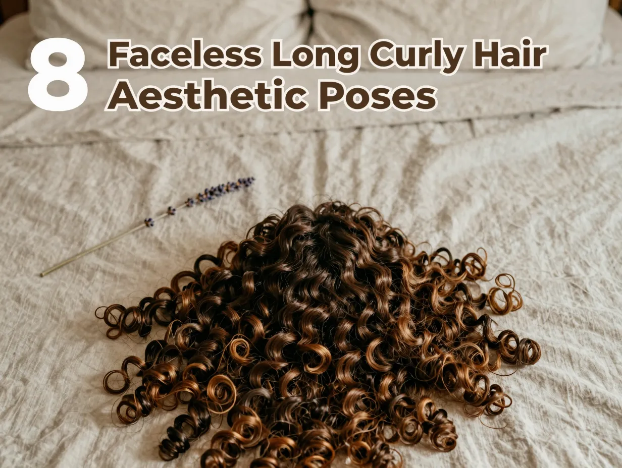 Overhead hair fan halo on linen bed moody light curls
