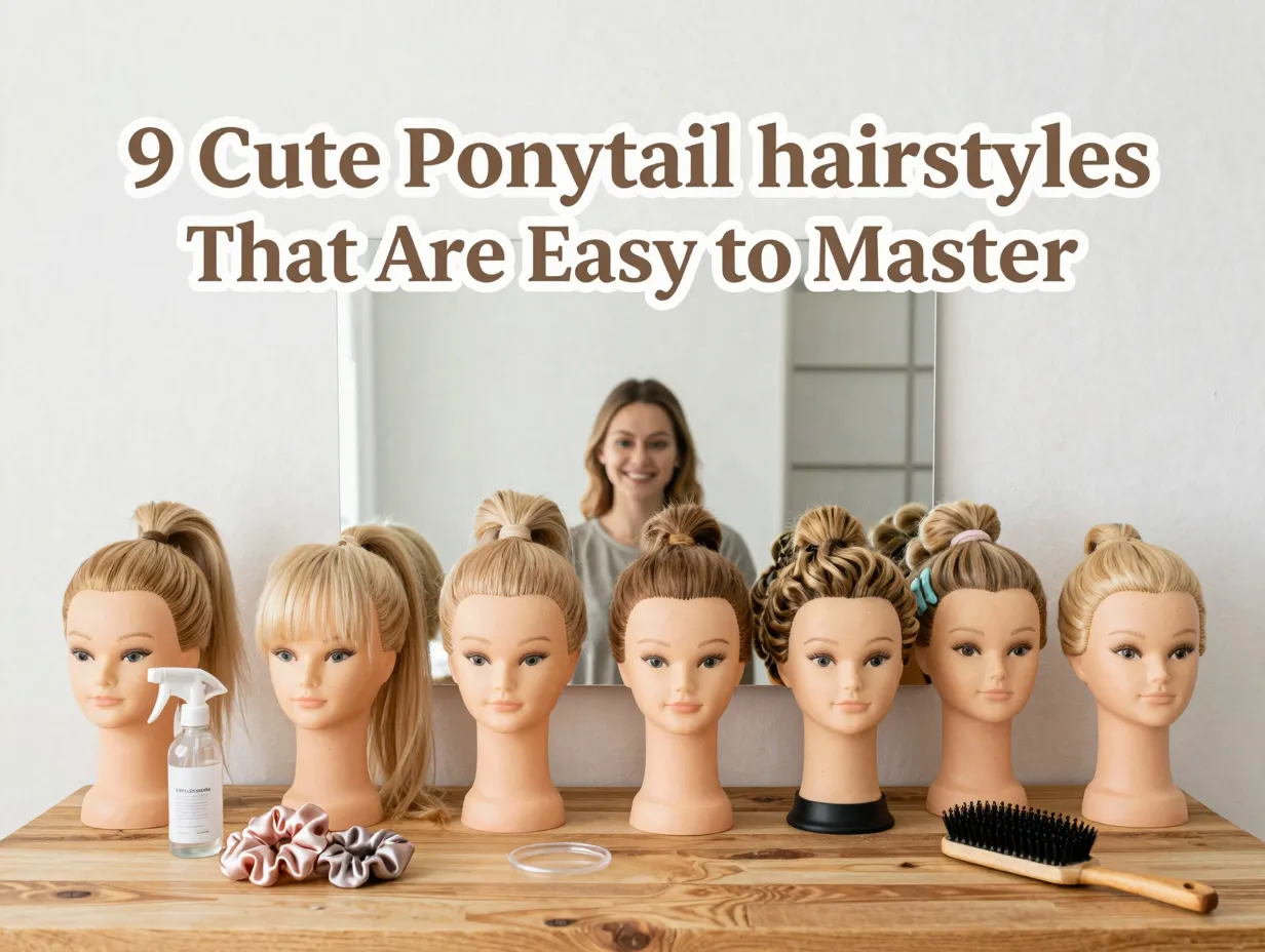 Overhead vanity nine ponytail styles tools scrunchie texture spray