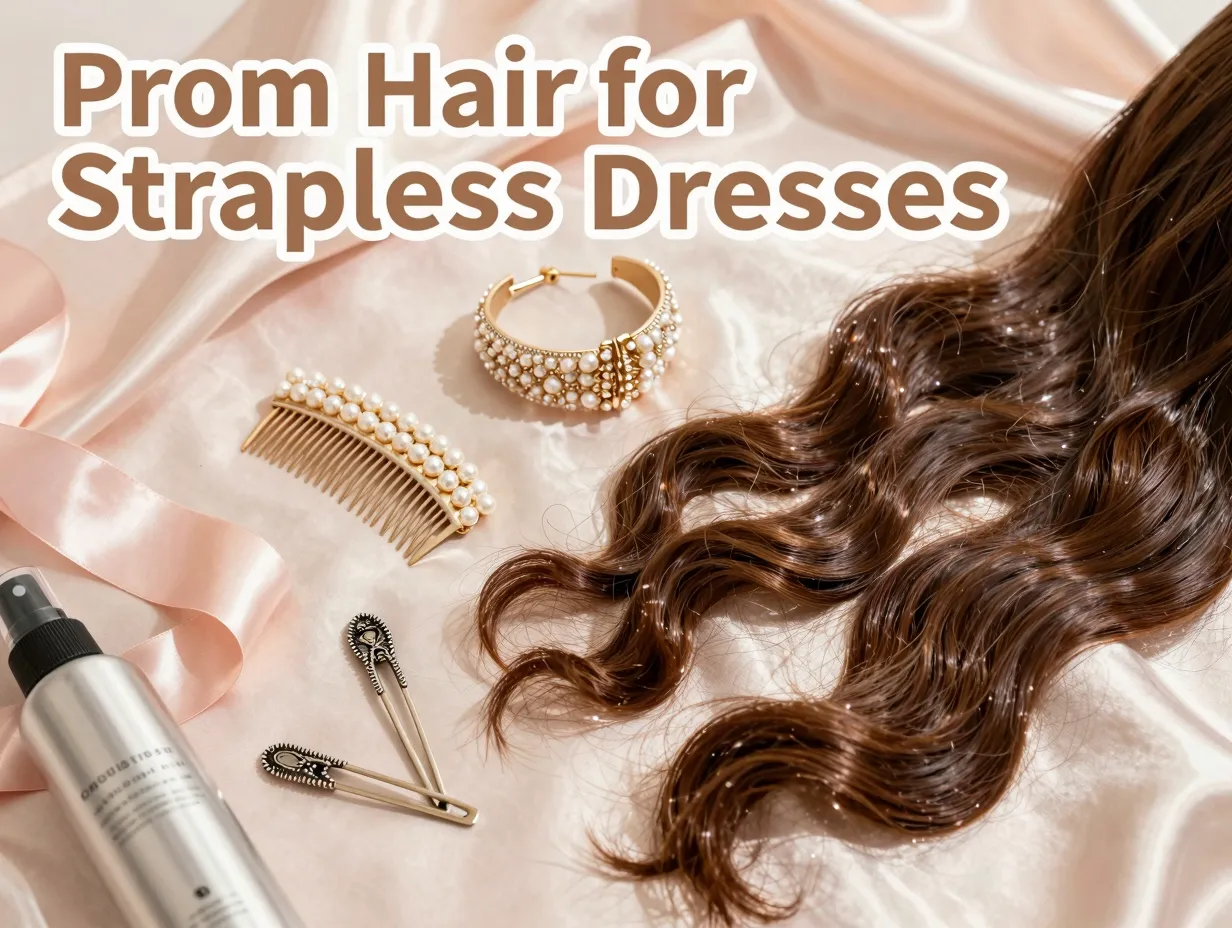 Prom hair styling accessories silk backdrop golden hour light