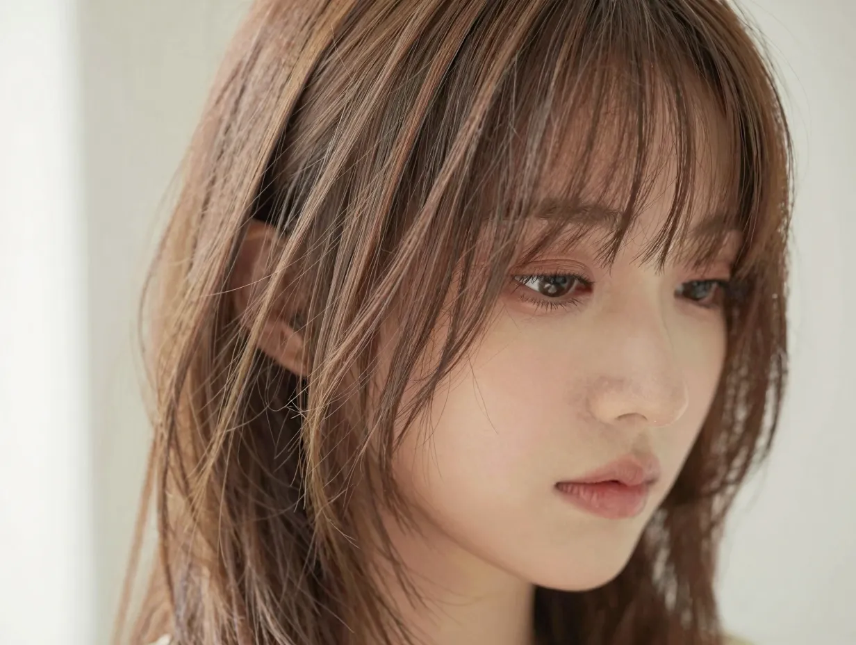 Wispy bang butterfly haircut on fine medium hair soft romantic