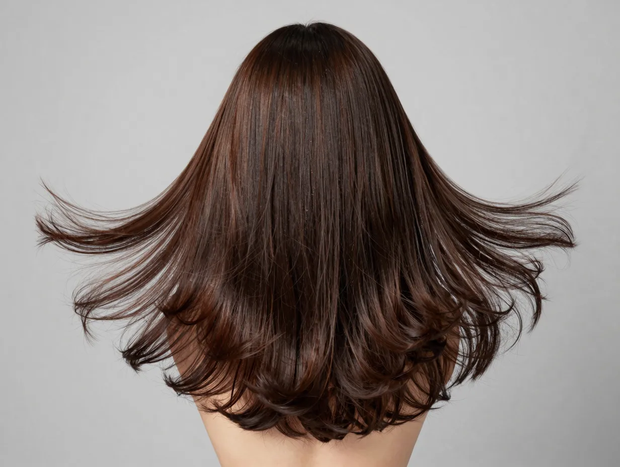 Soft crown floating ends butterfly haircut on thick hair