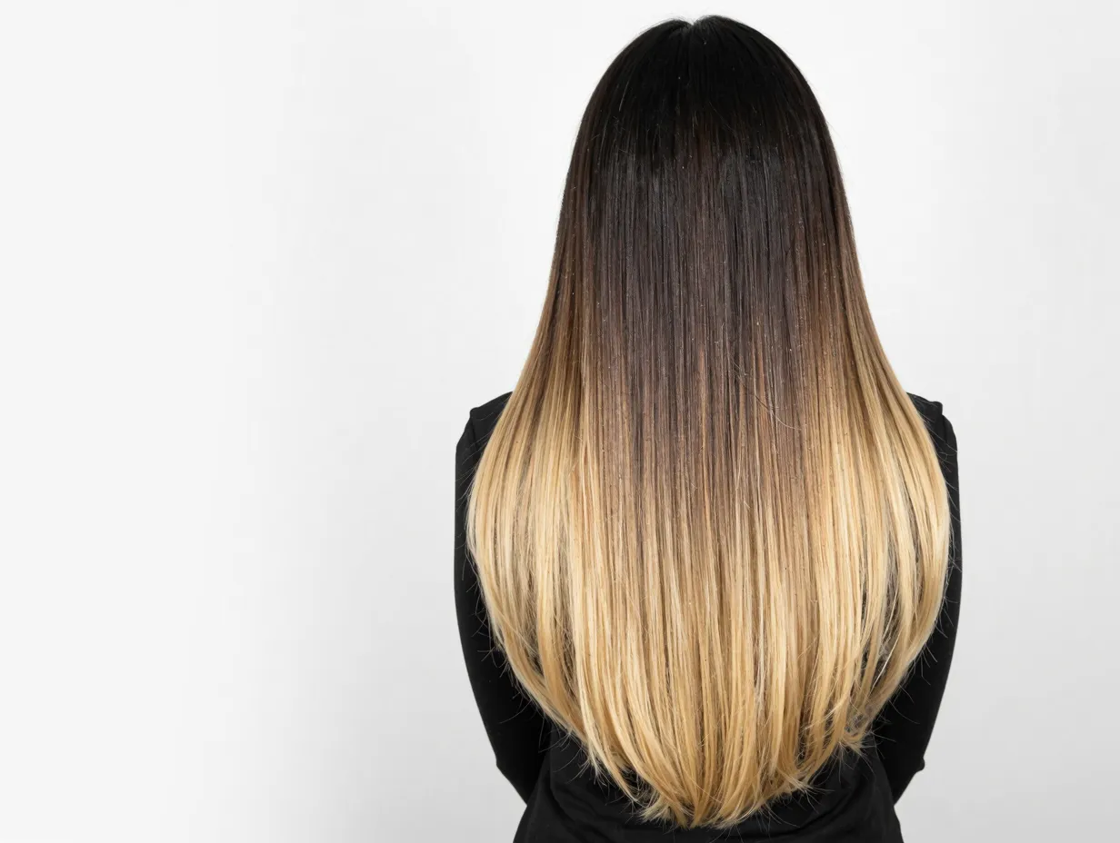 Black and blonde ombre hair with soft gradient transition