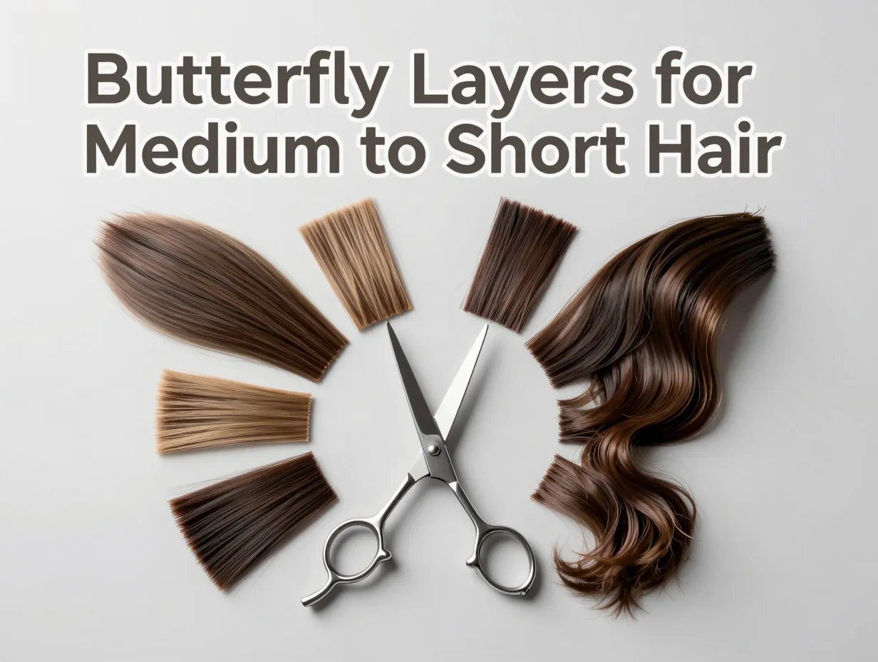Butterfly layers flat lay shears nine hair texture samples studio