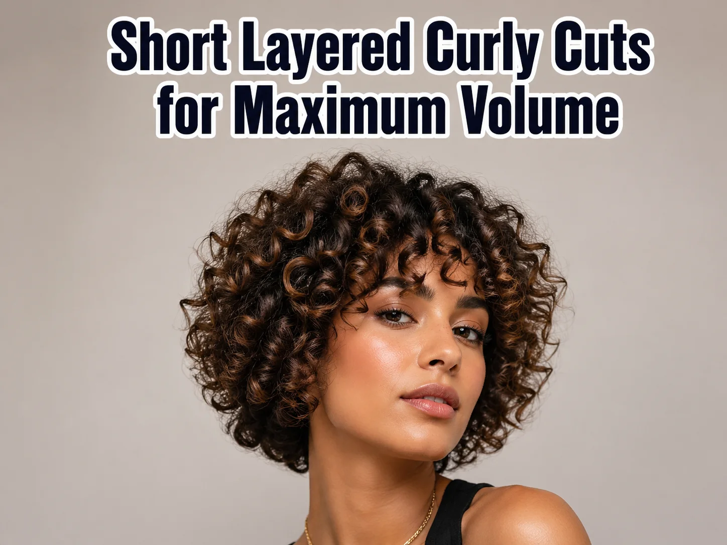 Close up short layered curly bob haircut volume bounce