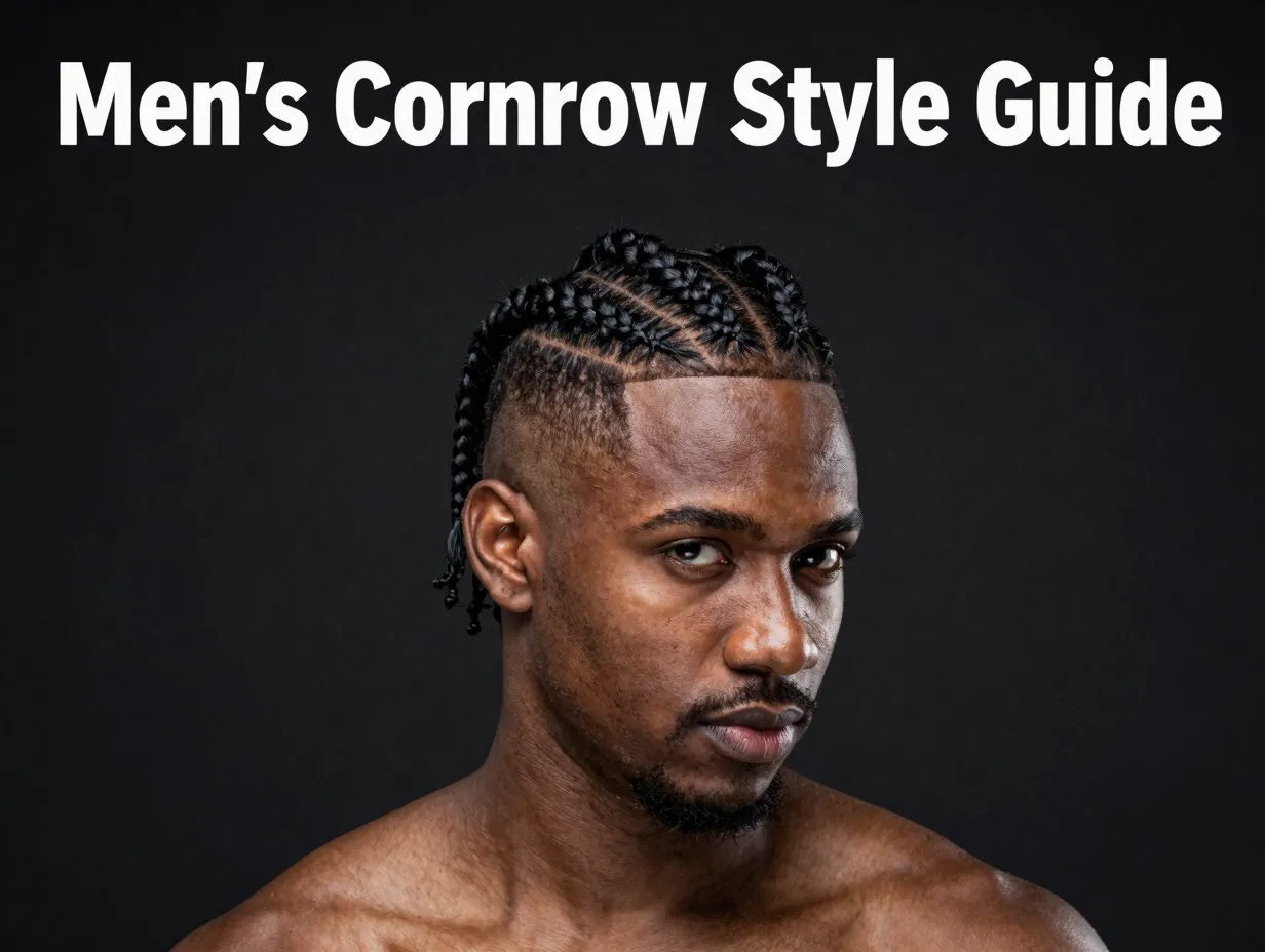 Confident black man zigzag cornrows sharp skin fade studio portrait