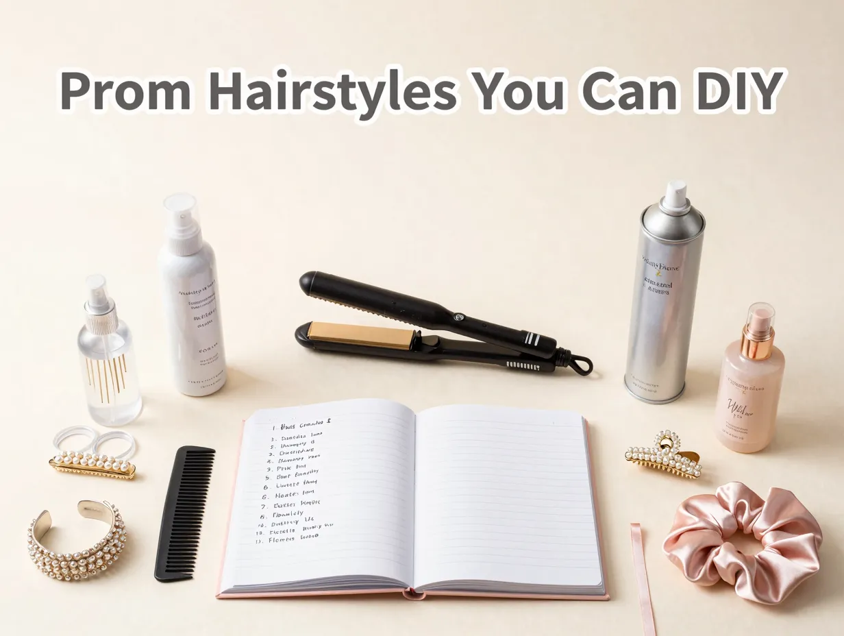 Curling wand bobby pins texturizing spray hairspray jeweled clips open journal