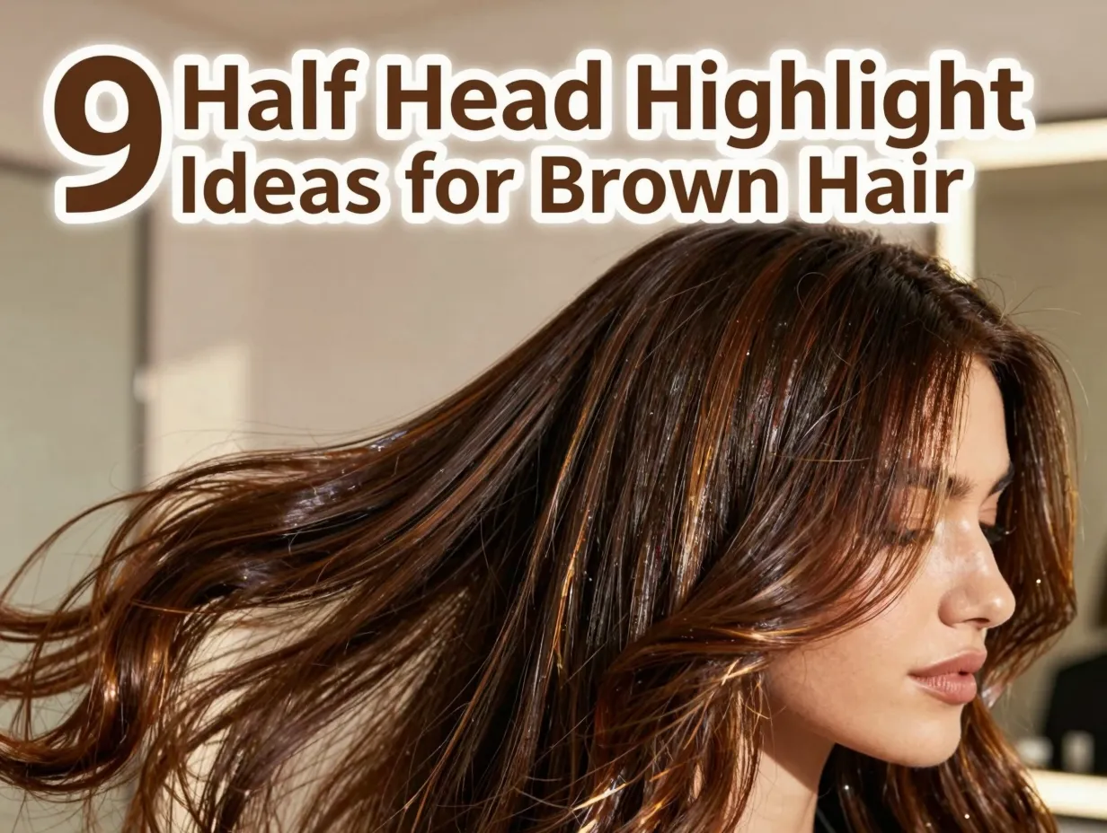 Subtle dimension brunette half head highlights honey caramel hair