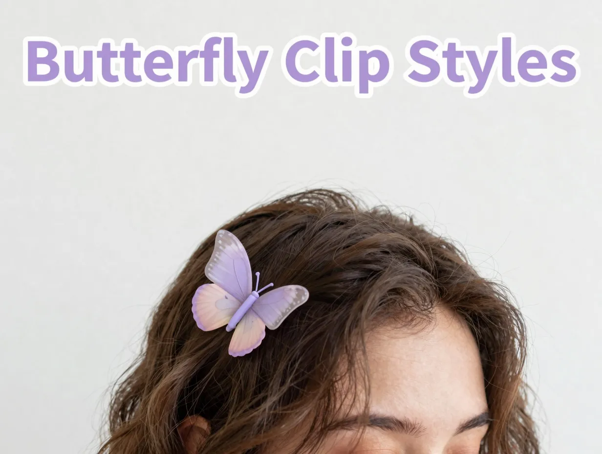 Woman pastel butterfly clips face framing soft waves whimsical