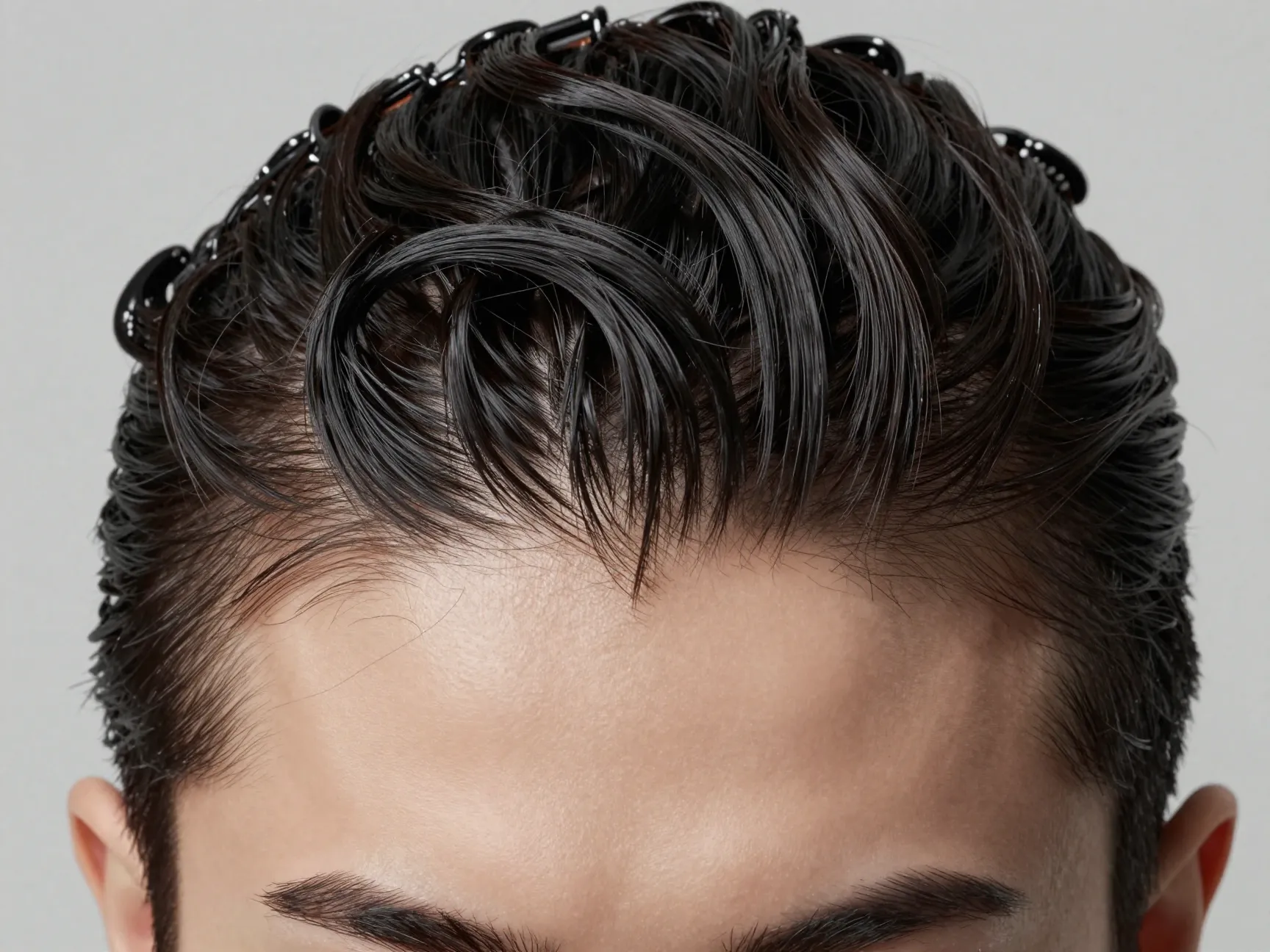 Avant garde finger wave slick back with sculpted s shaped pattern