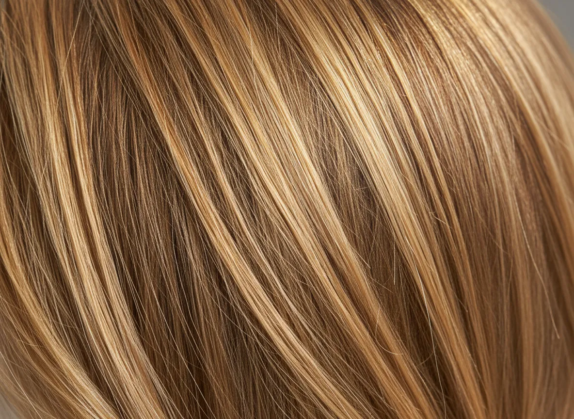 Golden blonde highlights with toner gloss shine