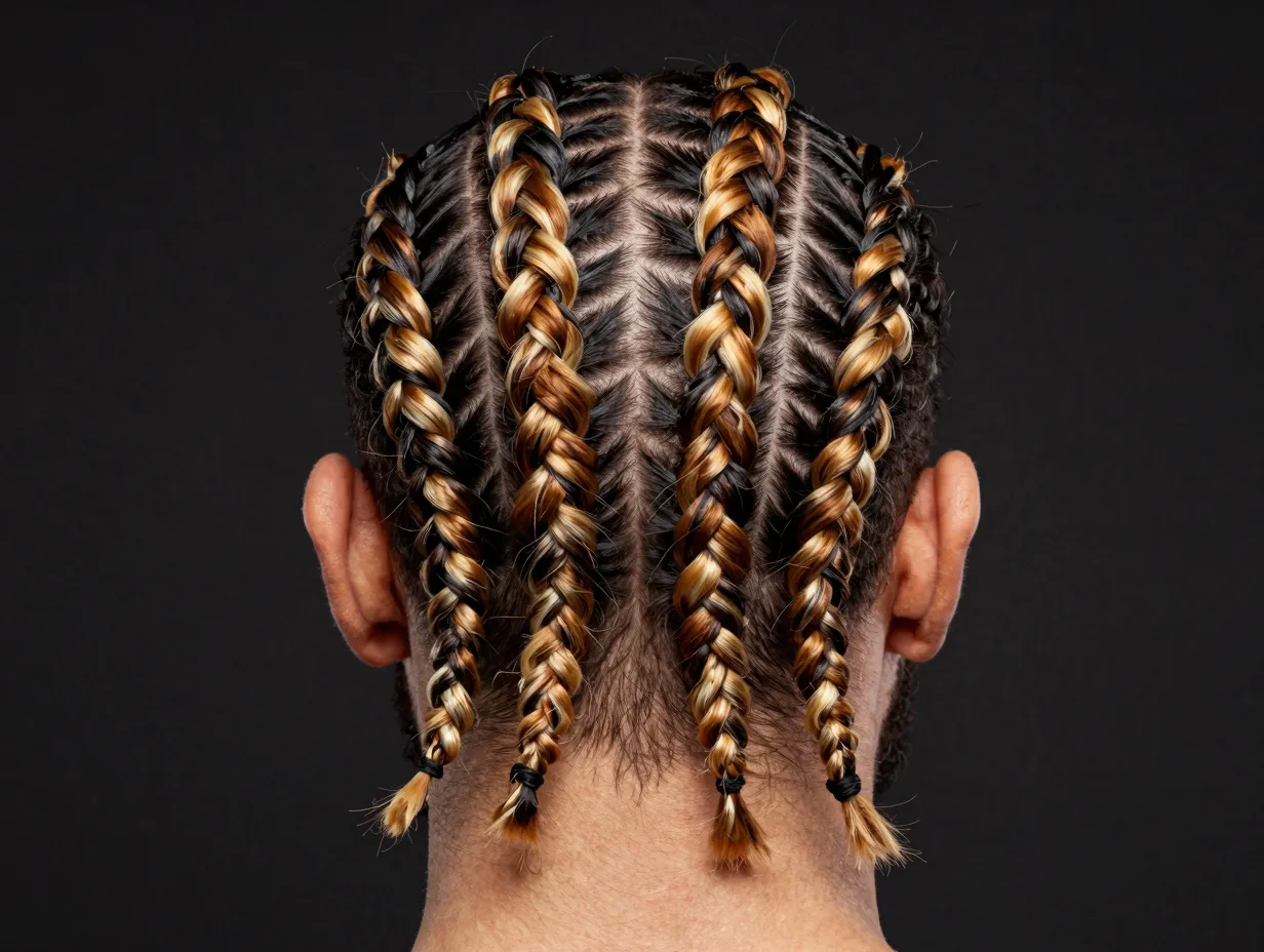 Cornrows with honey blonde highlights colored braids fashion forward statement