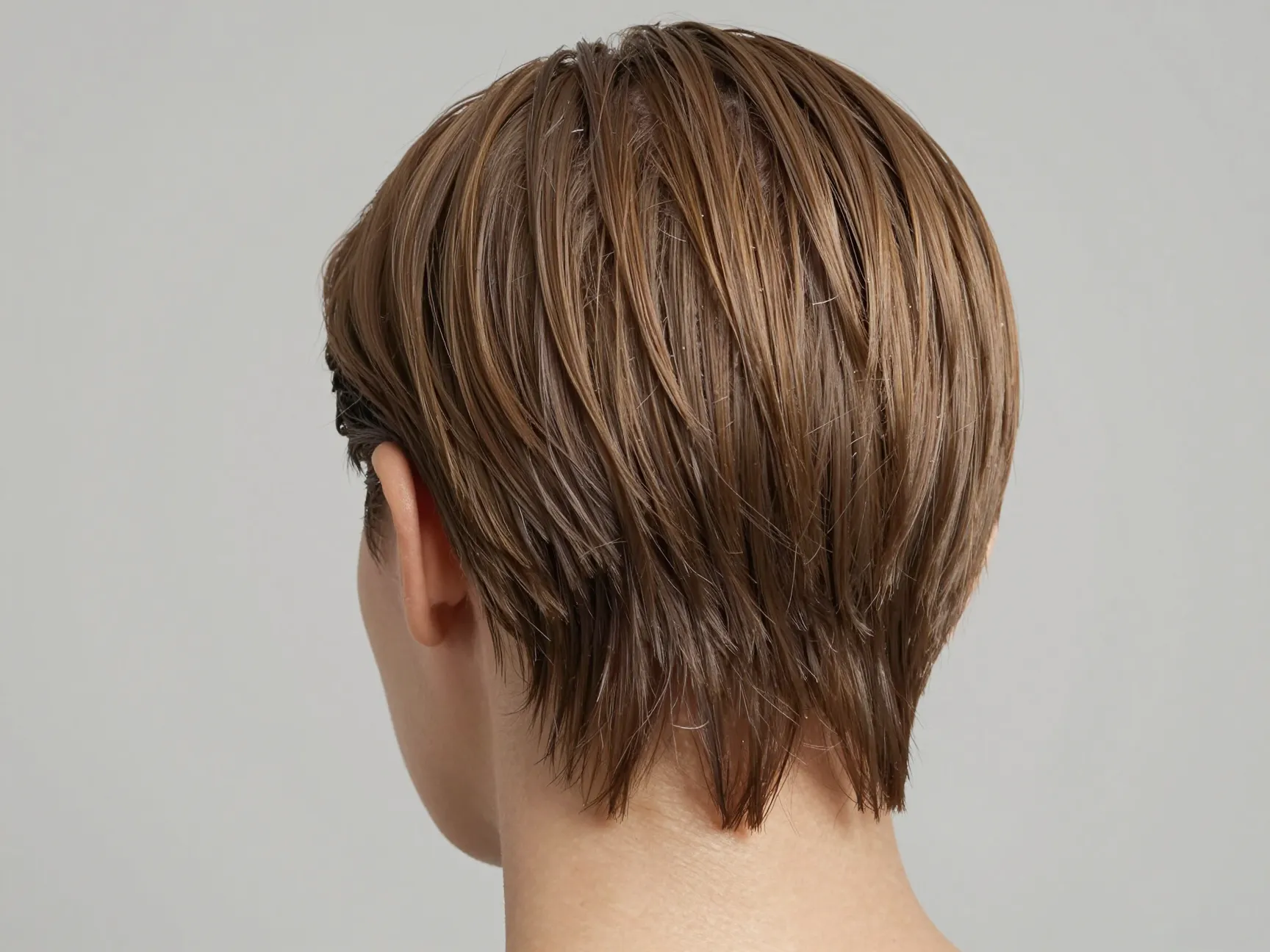 Textured slick back hairstyle with defined clean nape edge