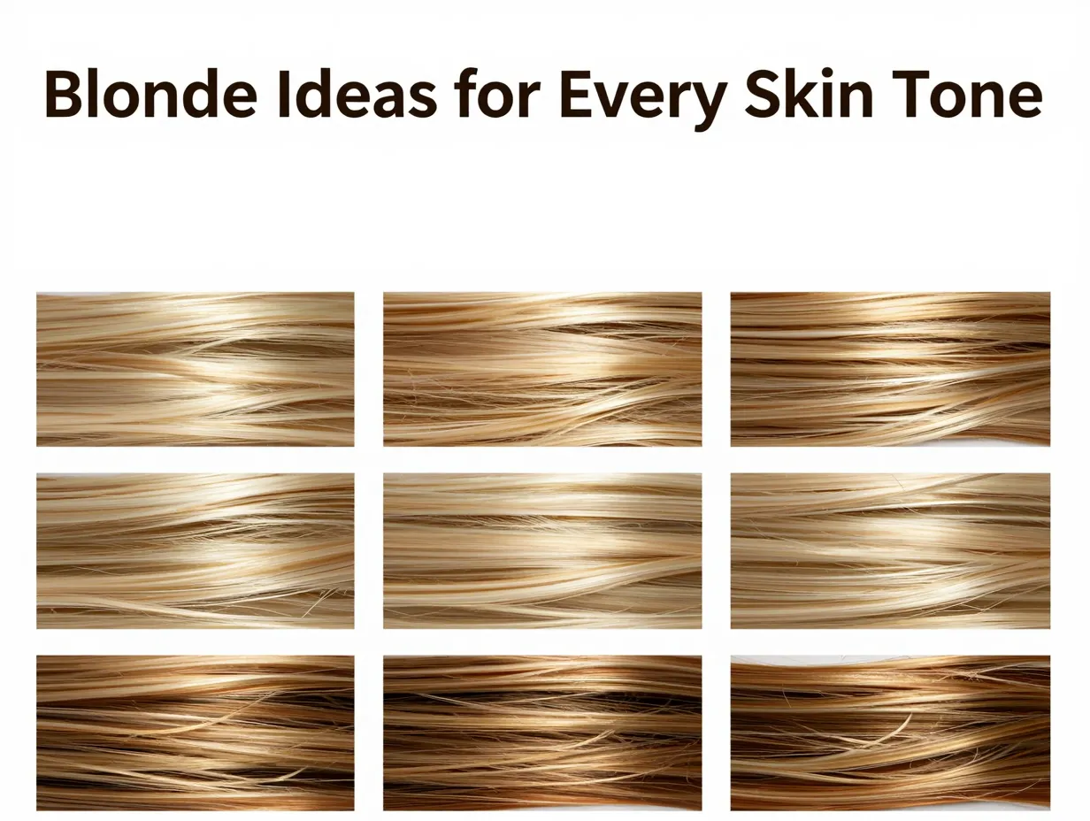 Nine blonde shade swatches on clean background grid arrangement