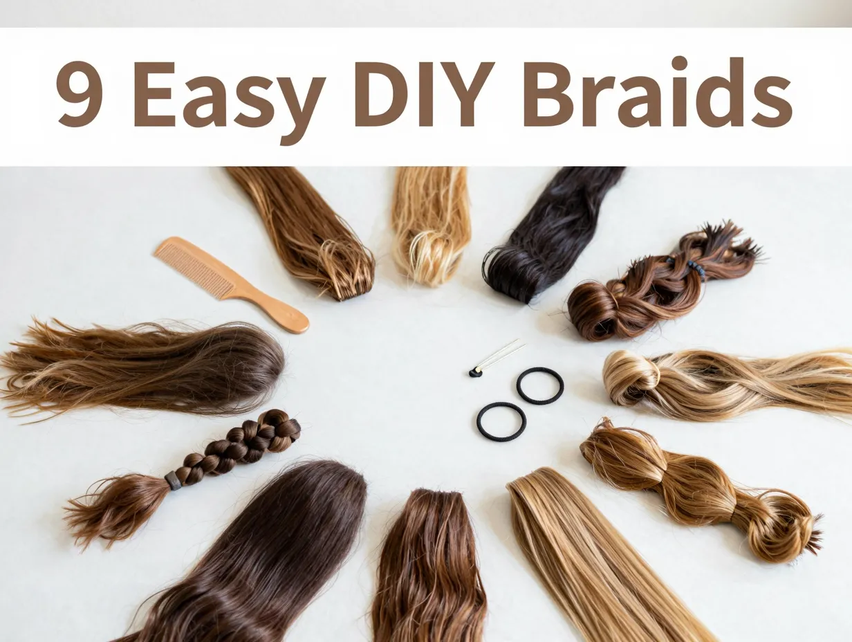 Nine braid samples circle tools flatlay beginners guide inspirational