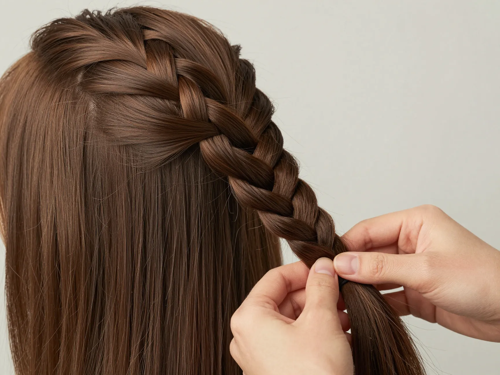 Sleek two strand rope braid twist on straight hair against natural texture