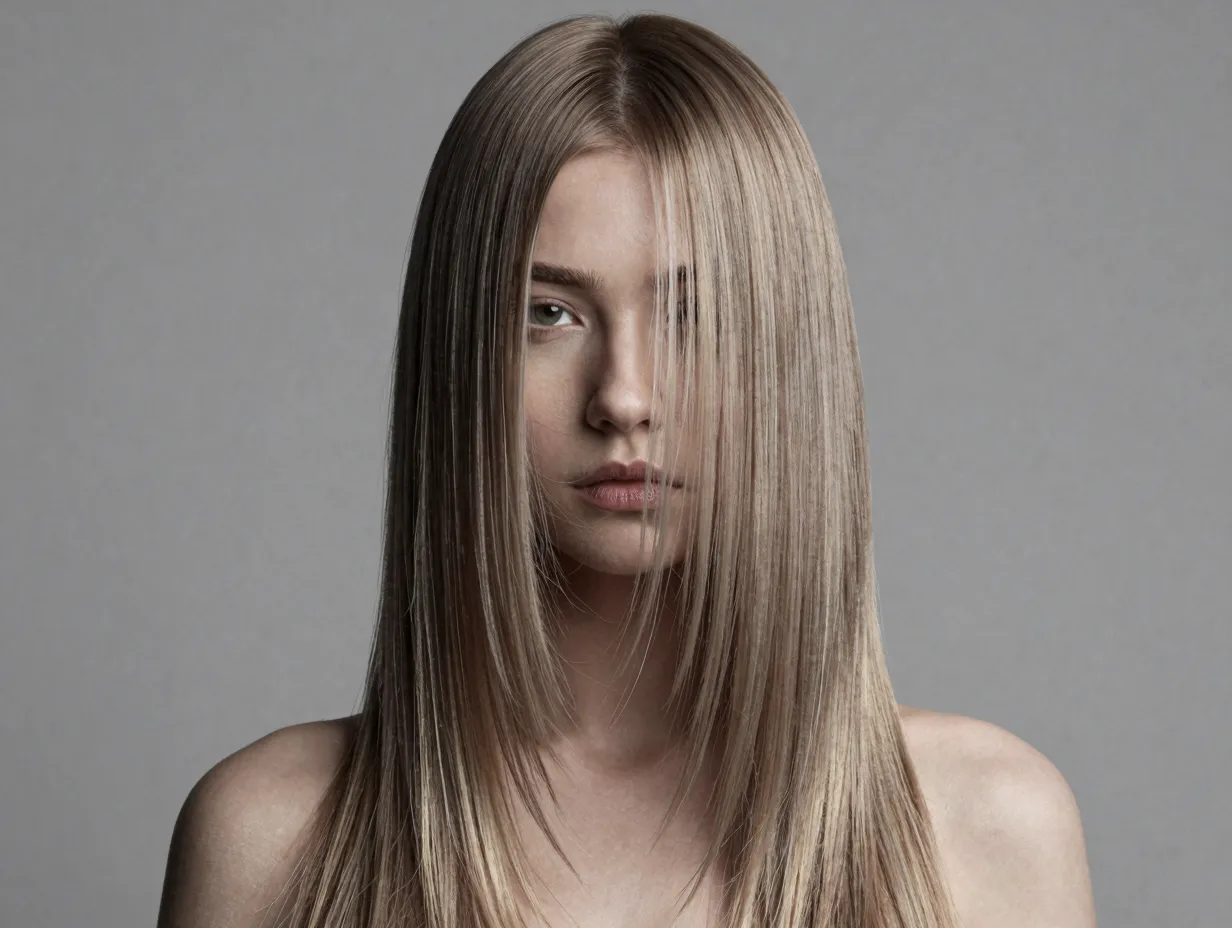 Cool toned light brown hair with ash blonde highlights modern look