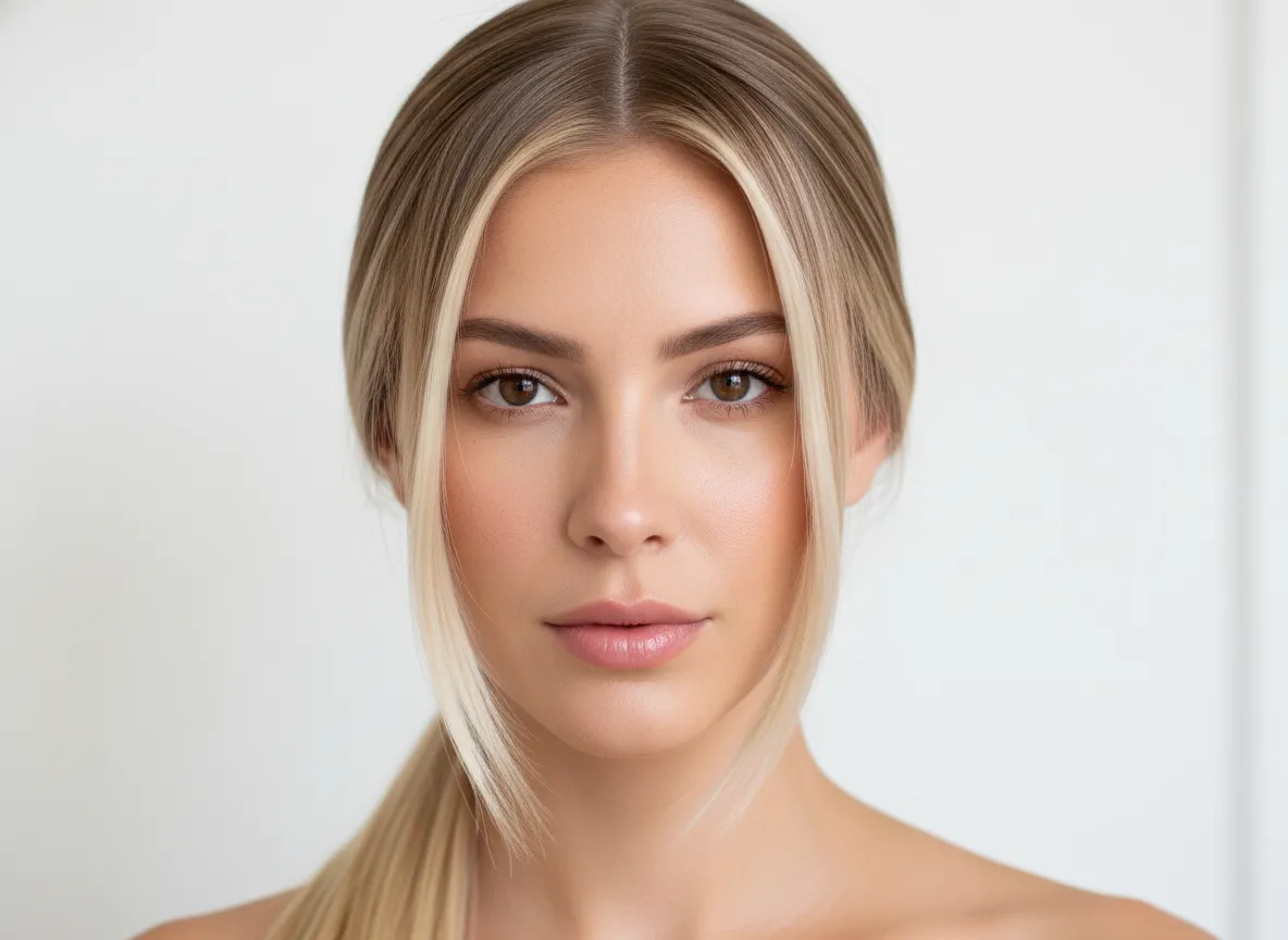 Face framing money pieces on light brown hair bold contrast