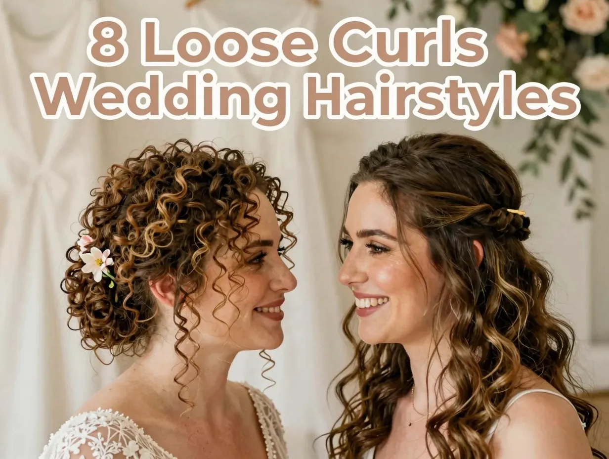 Bride guest closeup curly chignon half up loose waves garden wedding
