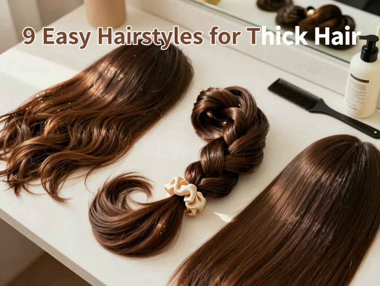 Thick luxurious hair textures still life vanity tools morning light