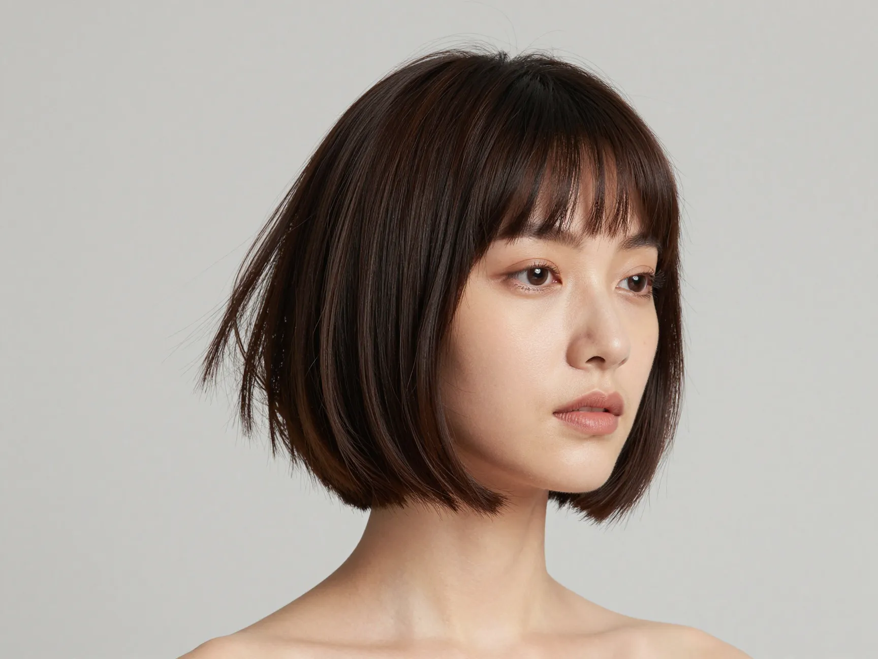 Cropped bob outward flip face framing ends