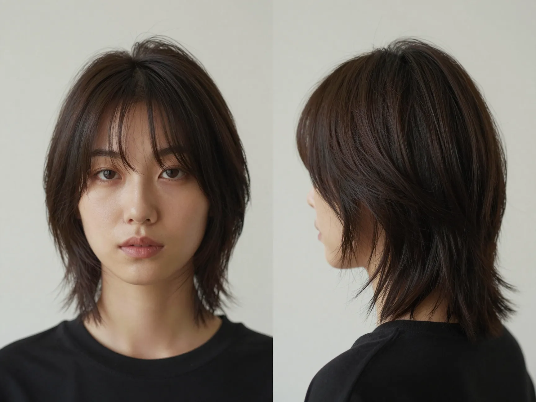 Face framing short front relaxed back mullet evolution