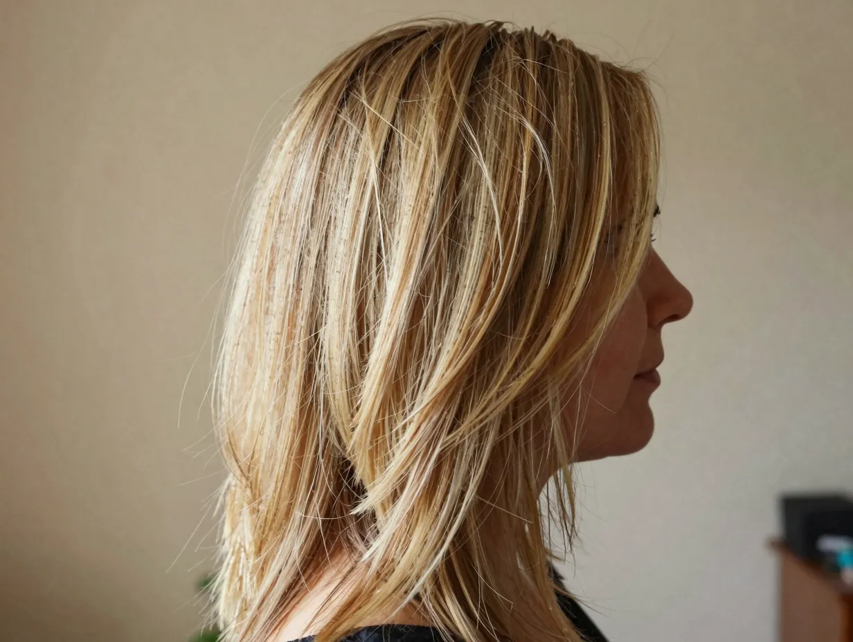 Butterfly haircut silhouette looking intentional on day three unstyled hair