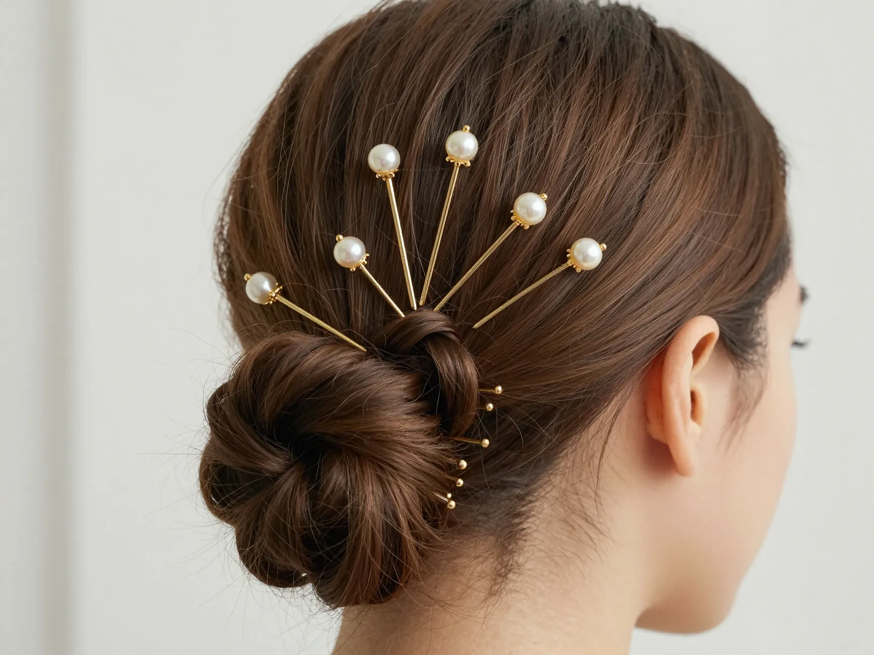 Decorative bobby pin crown starburst pattern on coiled hair
