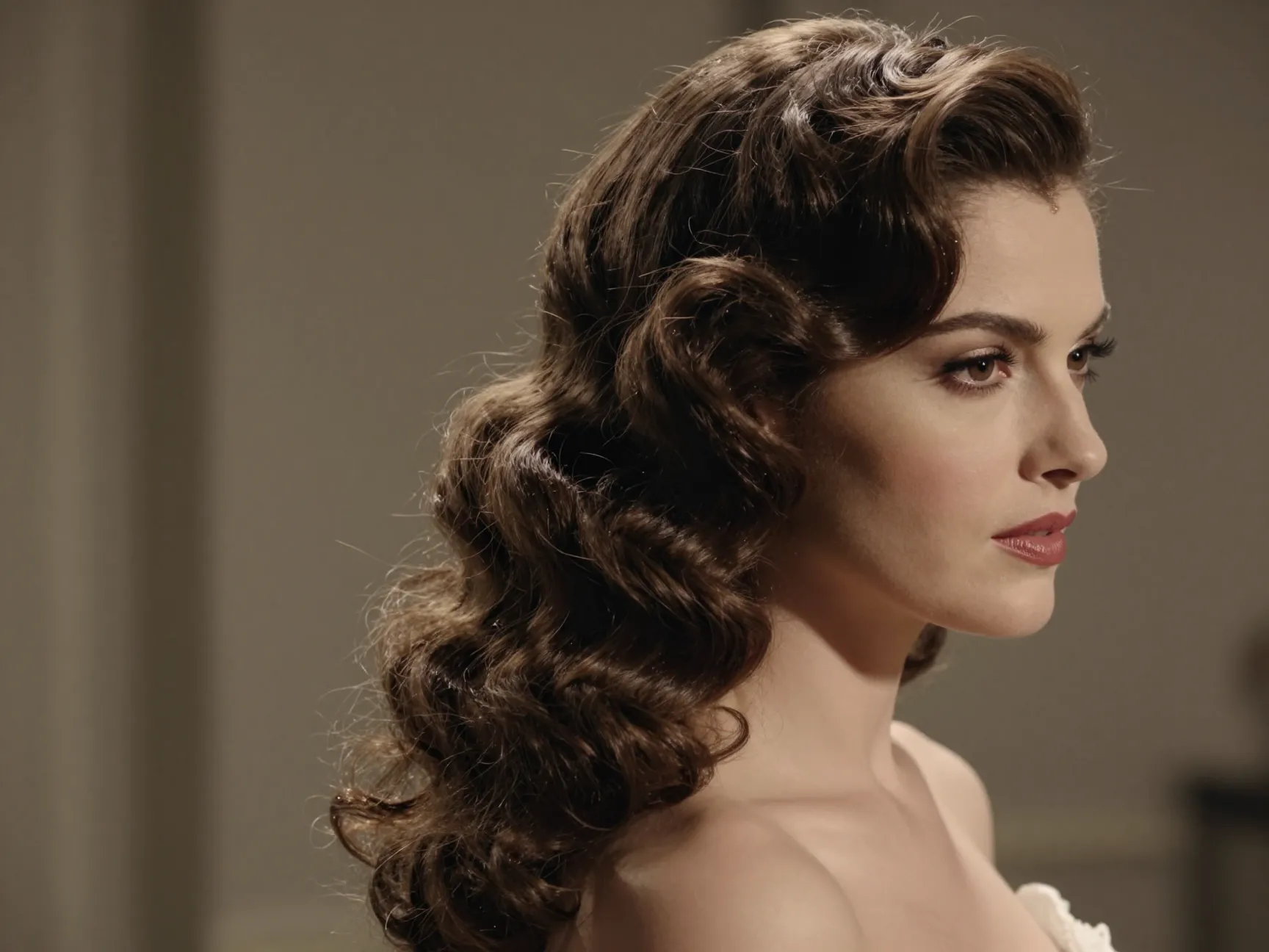 Dramatic s curls for glamorous bride at formal vintage wedding